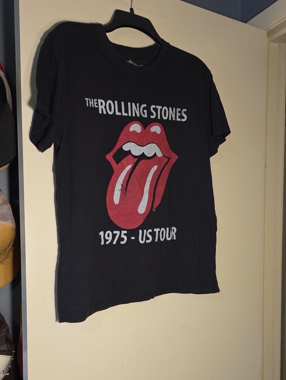 the Rolling Stones Black WomensShort Sleeve Tee with Red Tongue Logo